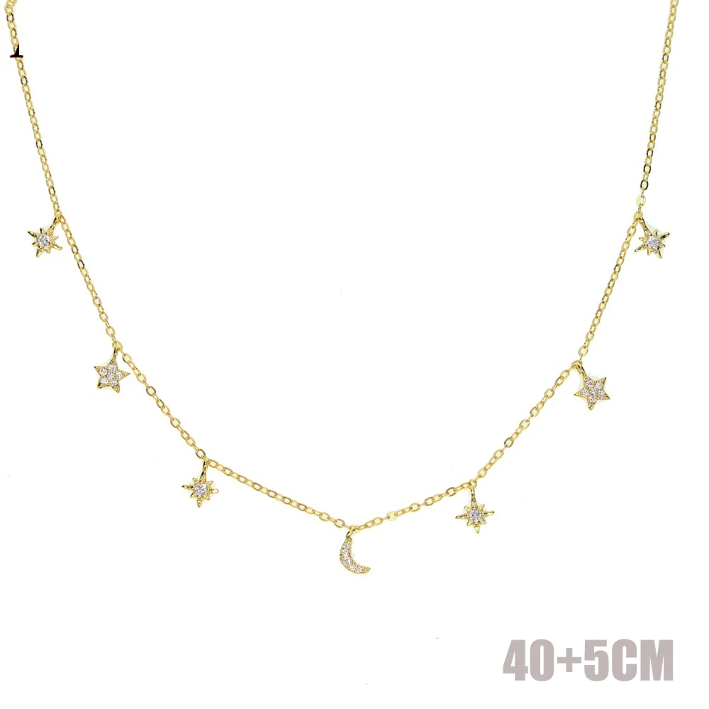 925 sterling silver Jewelry Love moon star Necklaces & Pendants Chain Choker Necklace Collar Women Statement Jewelry Bijoux