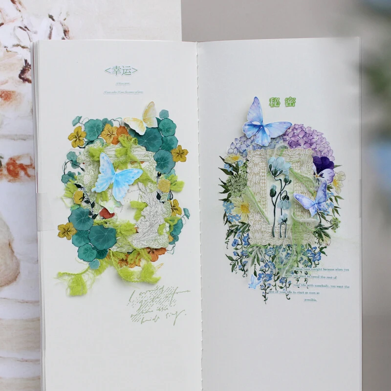 55mm*10m Vintage Character Window Flower Landscape PET Tape Creative DIY Journal Material Collage Stationery