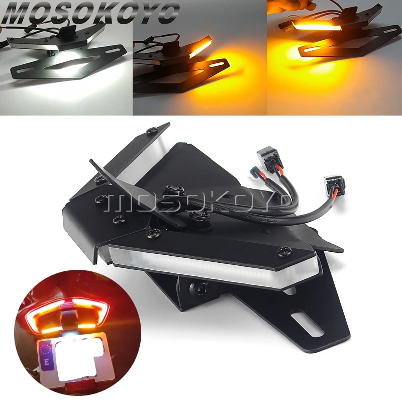 For DUCATI License Plate Holder Integrated LED Turn Signal Light Tail Tidy Fender Eliminator For Streetfighter V4 V4S V2 2020-22