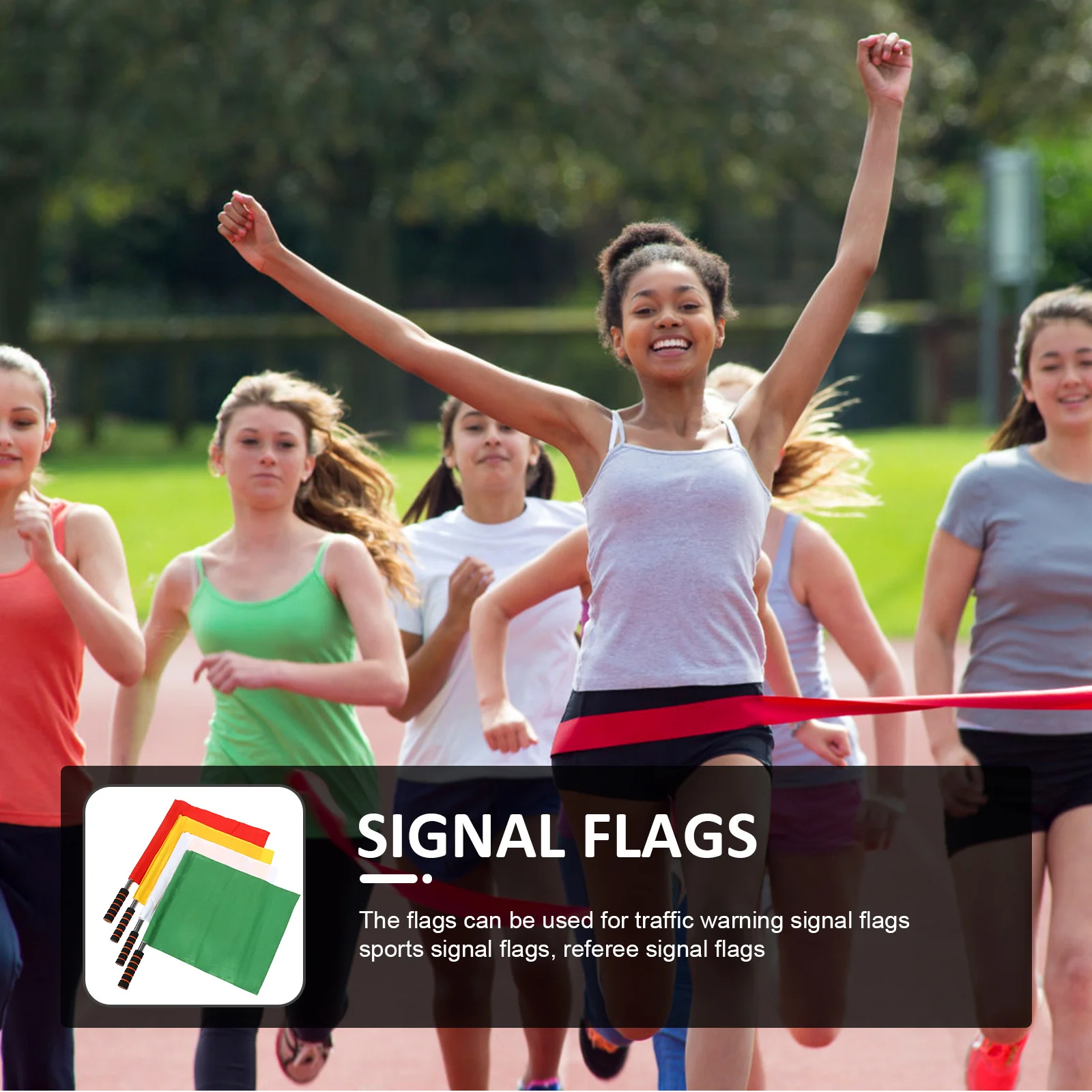 

Soccer Referee Handheld Signal Flags 4Pcs Match Flag Set for Sports Games Race Conducting Colored Hand Waving Flags