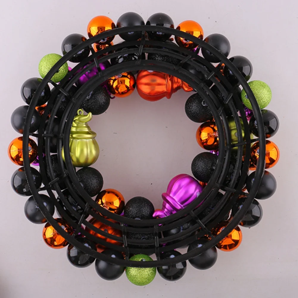 13.58in Chrome Finish Ball Wreath for Halloween For Thanksgiving Door Decoration Plastic Garland Wall Window Hanging