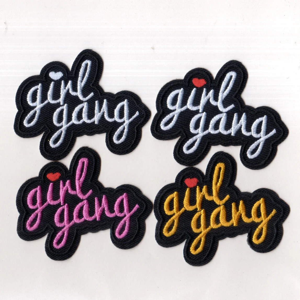 Parche de tela termoadhesivo con diseño de Girl Gang — Parche bordado DIY, se puede coser o planchar, parche en forma de corazón, adecuado para ropa, chaquetas, sombreros, mochilas, vaqueros, insignias decorativas