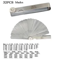 32 Blades Feeler Gauge Stainless Steel Metric 0.02-1.00mm Gap Filler Tune Up Gauge Filler Gauge Valve Clearance Measurement Tool