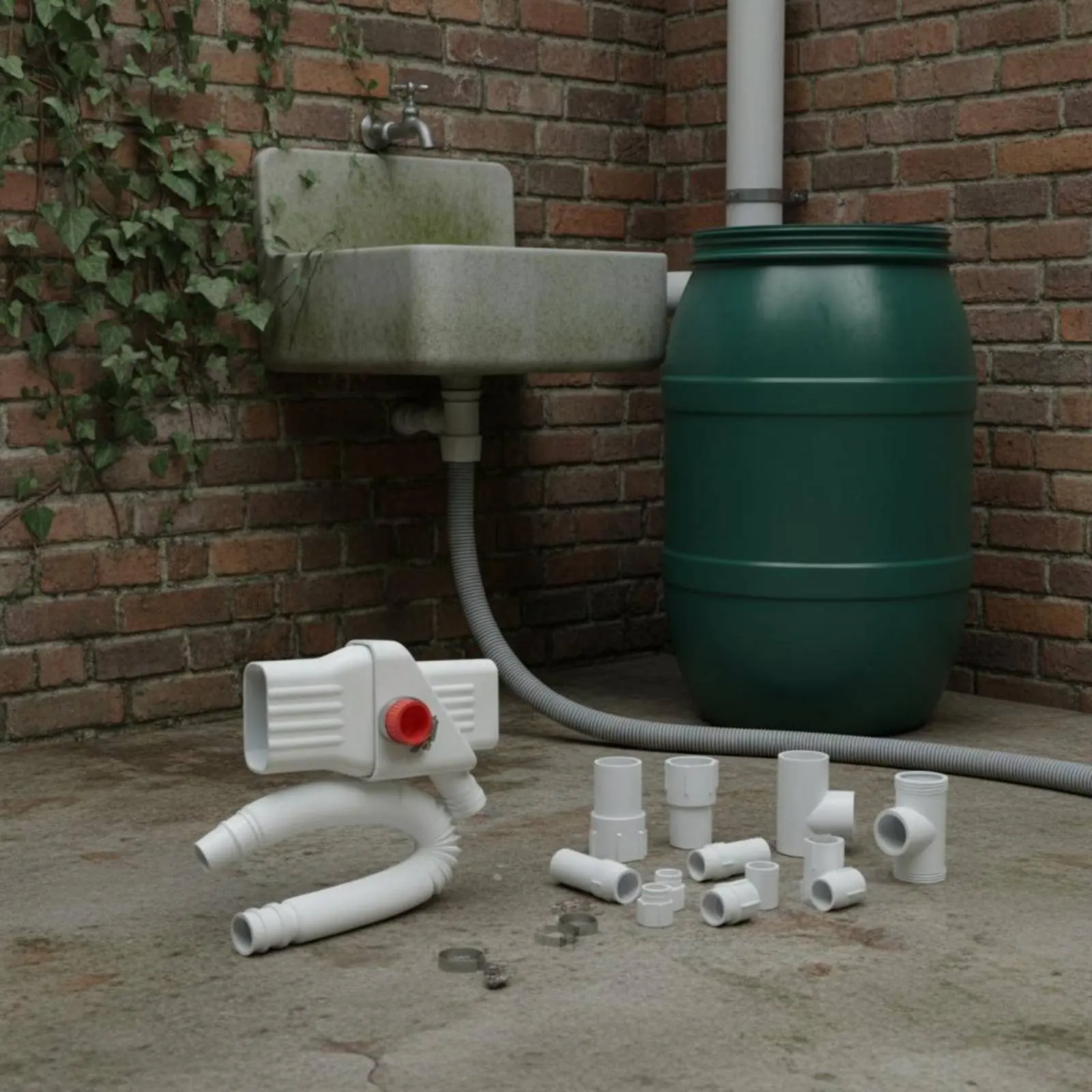 Rainwater Collection System Includes Accessories Gutter Downspout Diverter Rainwater Collector Adjustable Valve for Backyard