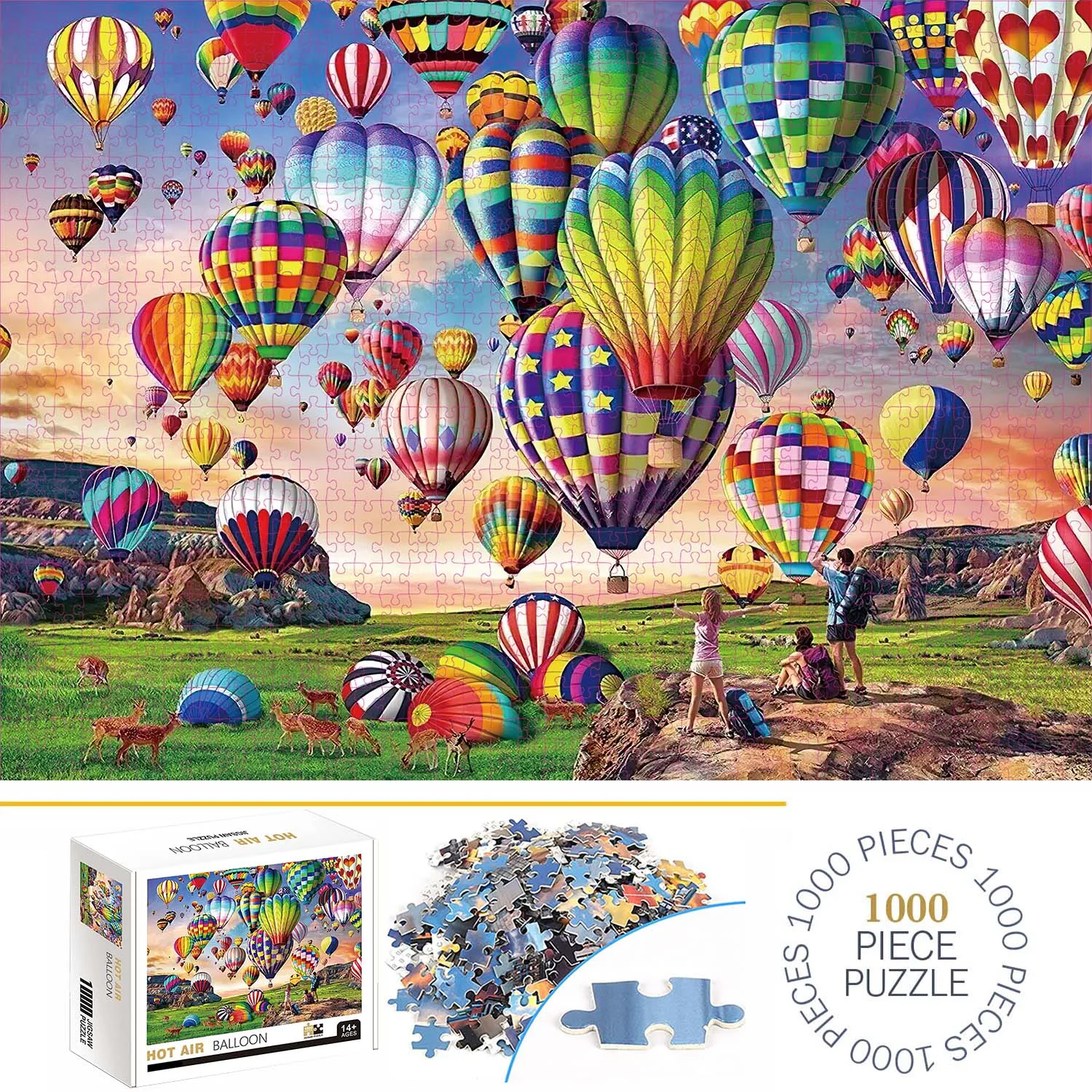 1000 Pieces Hot Air Balloon Jigsaw Puzzles for Adults Home Decor Games Family Fun Floor Puzzles Educational Toys for Kids