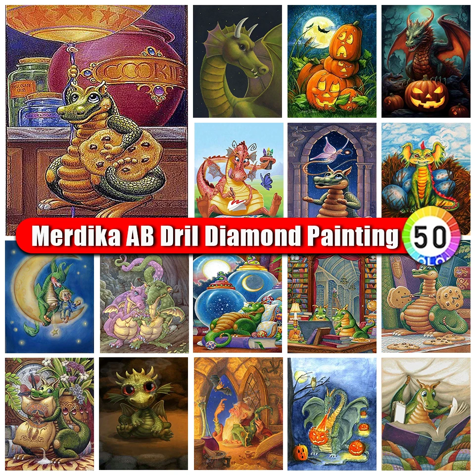 

Merdika Ab Diamond Painting Cartoon Kits Embroidery Cross Stitch NEW 2023 Rhinestones Diamond Mosaic Dragon Diy Art Home Decor