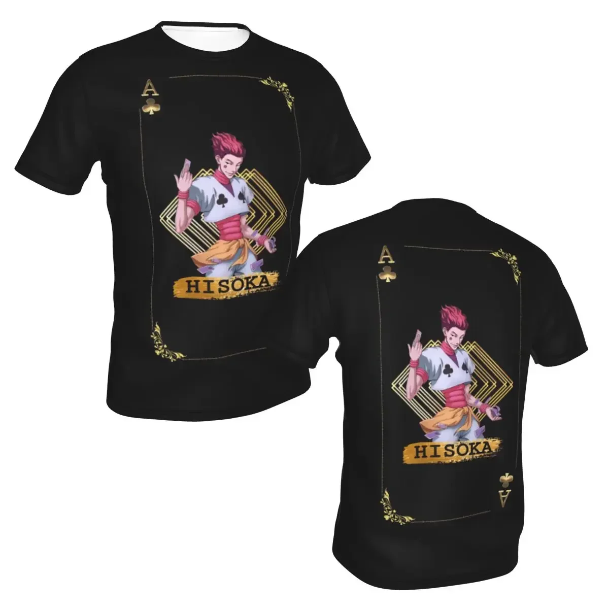 polyester Hisoka Anime Hunter X Hunter Phantom Troupe Chrollo  T-Shirt Men's Fashion T Shirt Men Round Neck Summer Shirts Tops