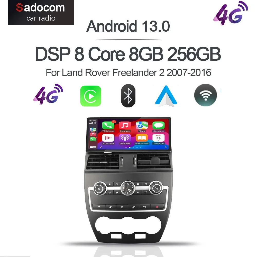 Carplay Android 13 Car Radio For Land Rover Freelander 2 2007-2016 GPS Navigation Stereo Car Multimedia Player Bluetooth Wifi