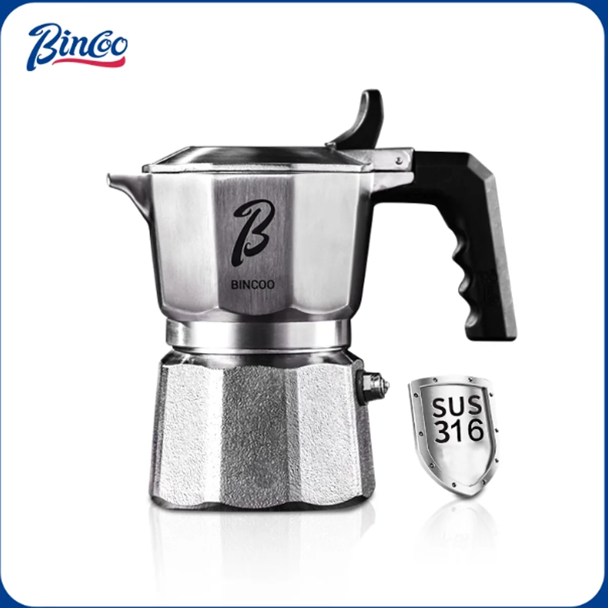 

Bincoo Three Valve Mocha Pot Concentrated Latte 316 Stainless Steel Coffee Pot for Baristas Use Mocha Dual Valve Extraction Pots