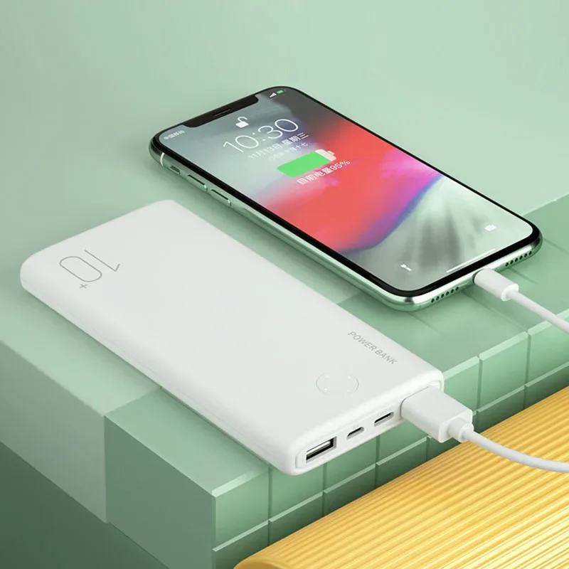 ミニUSBポータブル外部バッテリー,超薄型パワーバンク,デュアルUSB,iPhone, Huawei, Xiaomi,携帯電話用,10000mAh