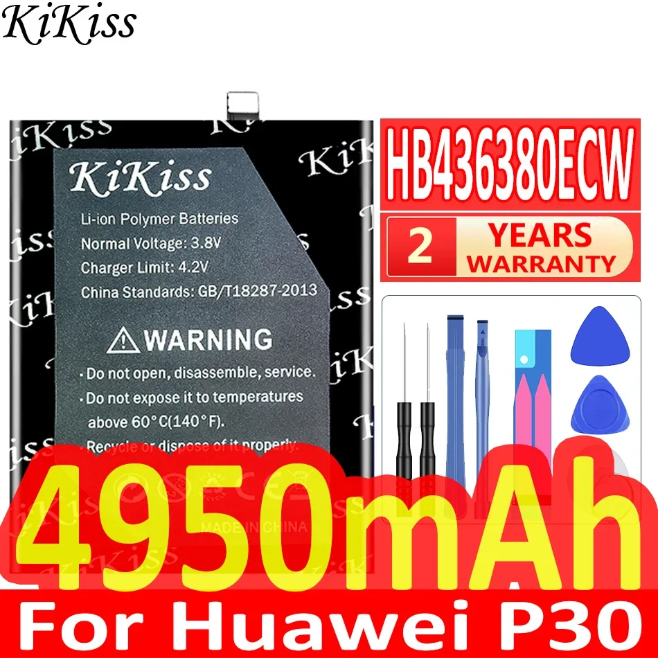 4950mAh KiKiss Powerful Battery HB436380ECW For Huawei P30 ELE-L09 ELE-L29 ELE-AL00 ELE-TL00 Replacement Batteries