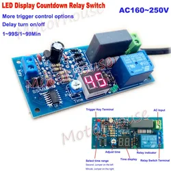 AC 220V 230V Digital LED Display Adjustable Countdown Trigger Delay Timer Switch Turn on Off Timing Relay Module 1s-99min