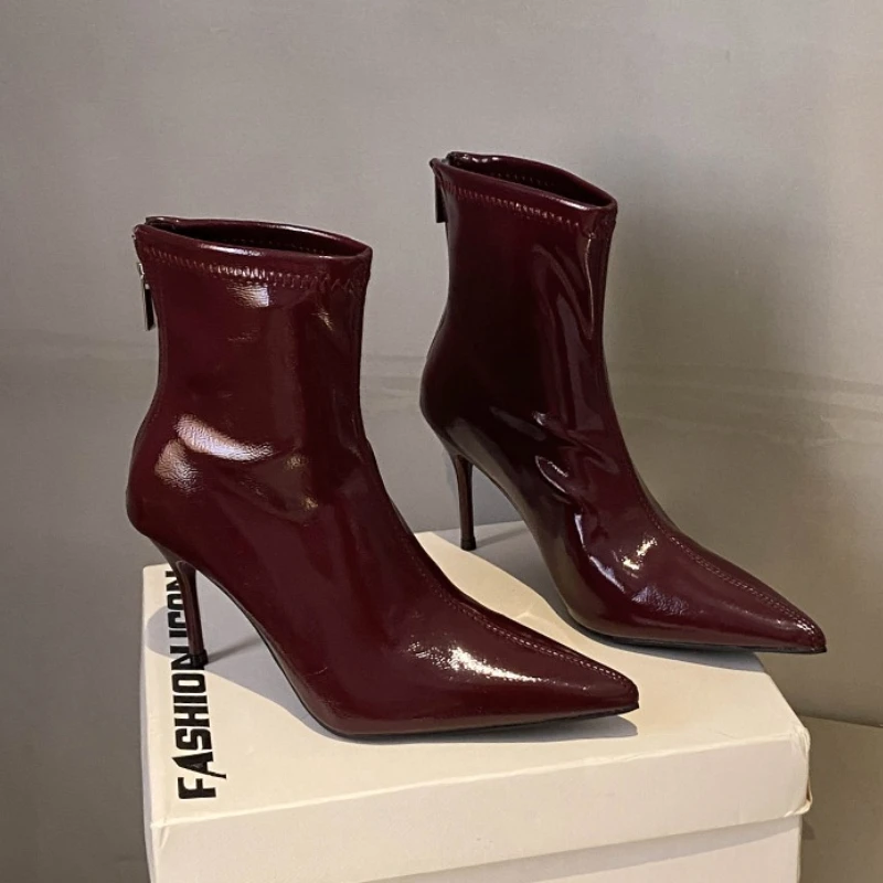 

Sexy Women High Boots Luxury New Party High Heels Shoes 2025 Winter Designer Ankle Boots Brand Chelsea Motorcycle Botas Pumps