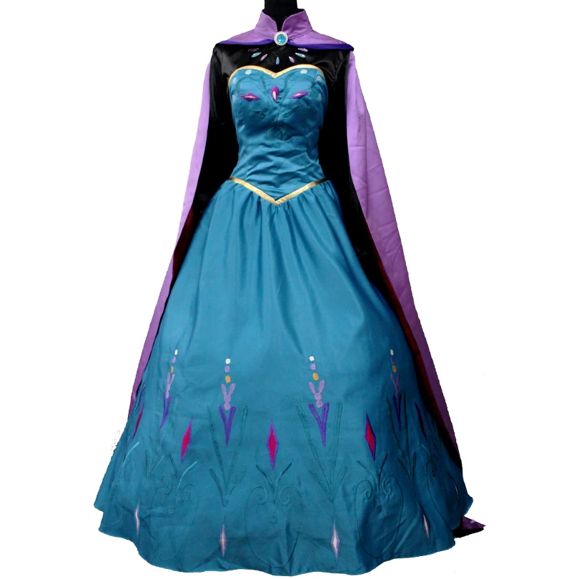 

Ice Snow Queen Cosplay Costume Anime Elsa Role-playing Conronation Dress With Cloak Fancy Halloween Christmas Party