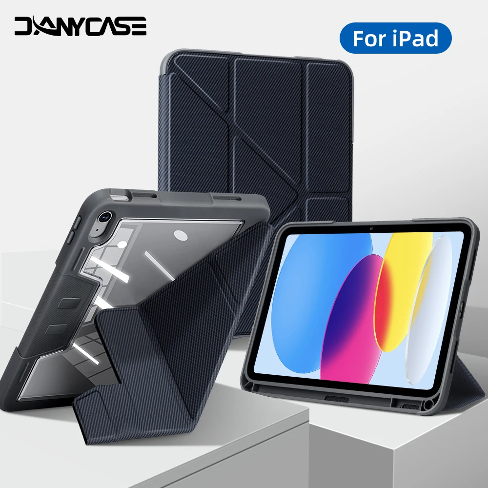 

For ipad 11th a16 case 10th Generation 10.2 Cover Pro Air 13 11 M3 M2 Pro 12.9 Shockproof case Hard Acrylic Y-fold Tablet Cover