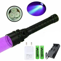 VASTFIRE UV 395nm 3*XPE LED Scuba Diving Flashlight Underwater 100M Diver Torch Lantern+2x3000mAh 18650 Battery+Dual Charger