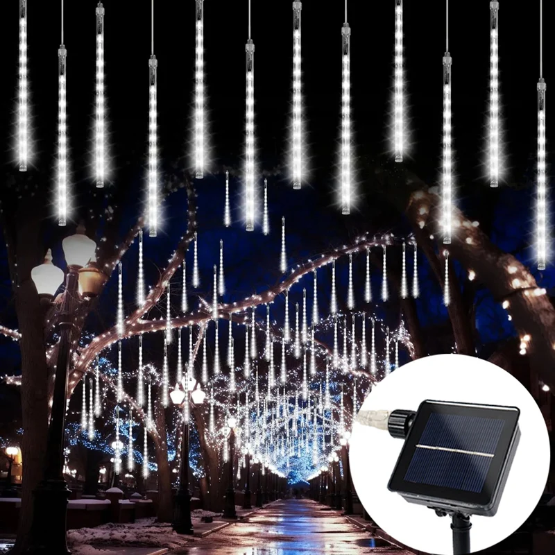 

Solar Meteor Shower Rain LED Fairy String Lights Festoon Street Garland Christmas Decorations for Home Outdoor New Year Decor