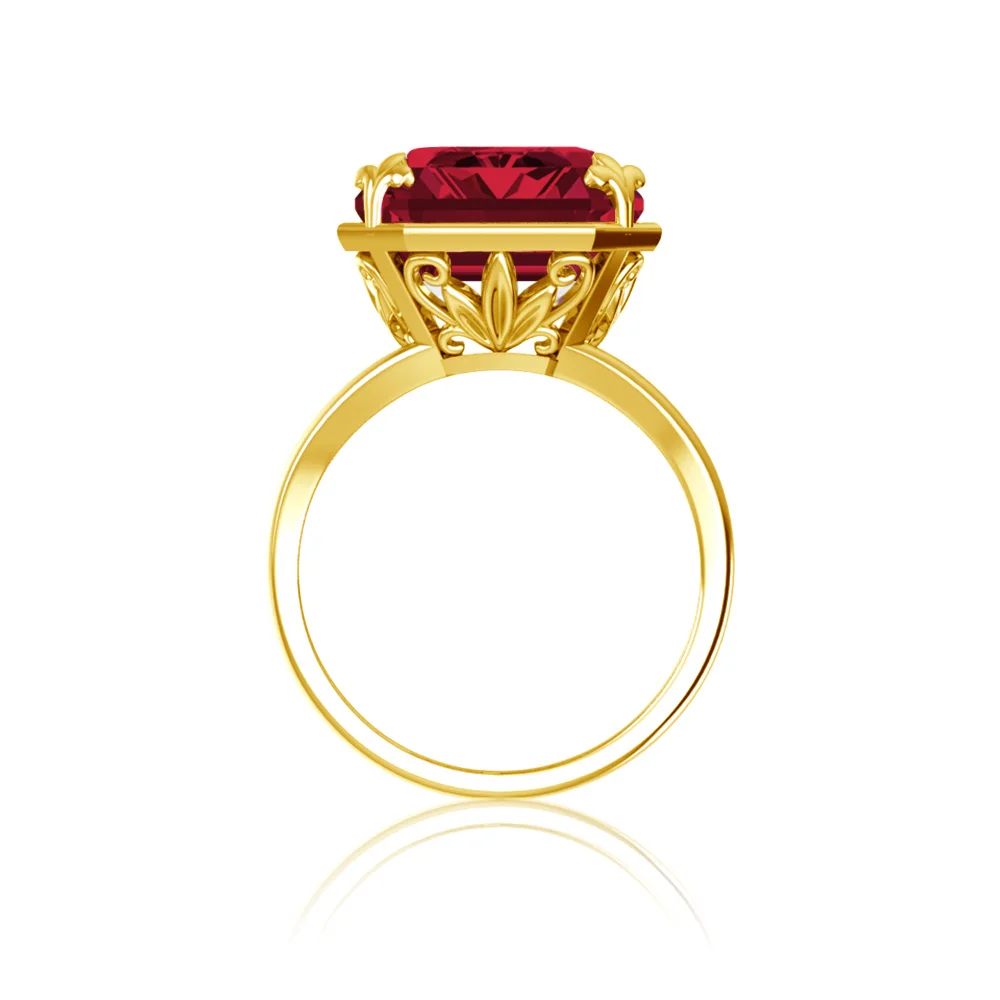 High Quality 925 Sterling Silver Ruby Ring For Woman Gold Plated Rectangle Banquet Party Gift Luxury Trend Jewelry