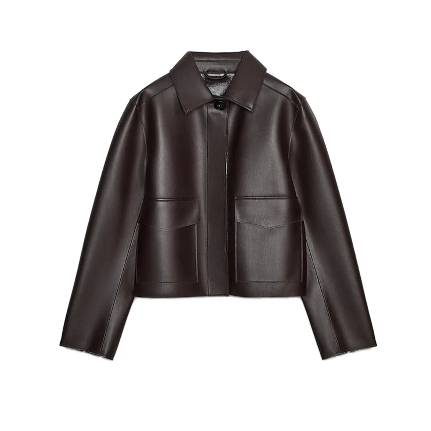 خريف جديد المرأة Briti Sle طويل Sve التلبيب فضفاض بولي Leather الجلود ort Jaet معطف ألياف البوليستر 00% المواد المخملية