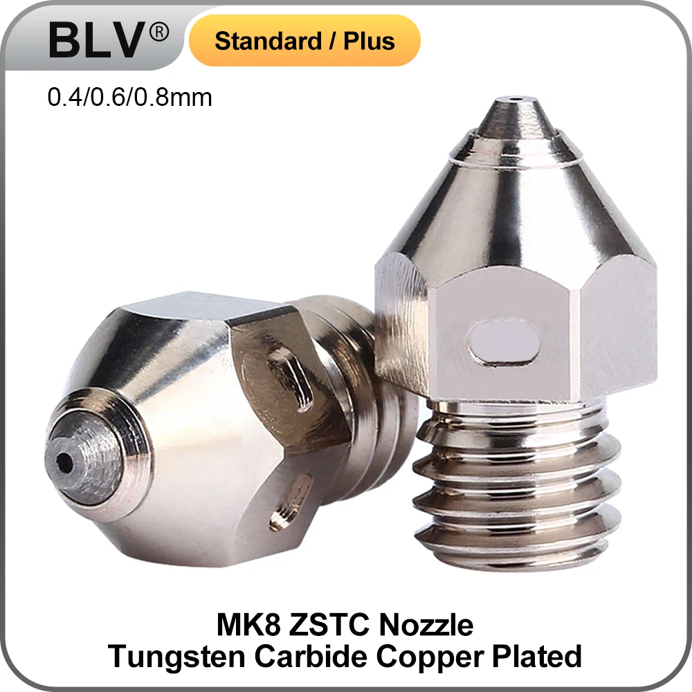 BLV®MK8 ZSTC Nozzle Tungsten Carbide Copper Plated High Temperature Wear Resistant FOR cr10 ender3 1.75mm 3D Printer