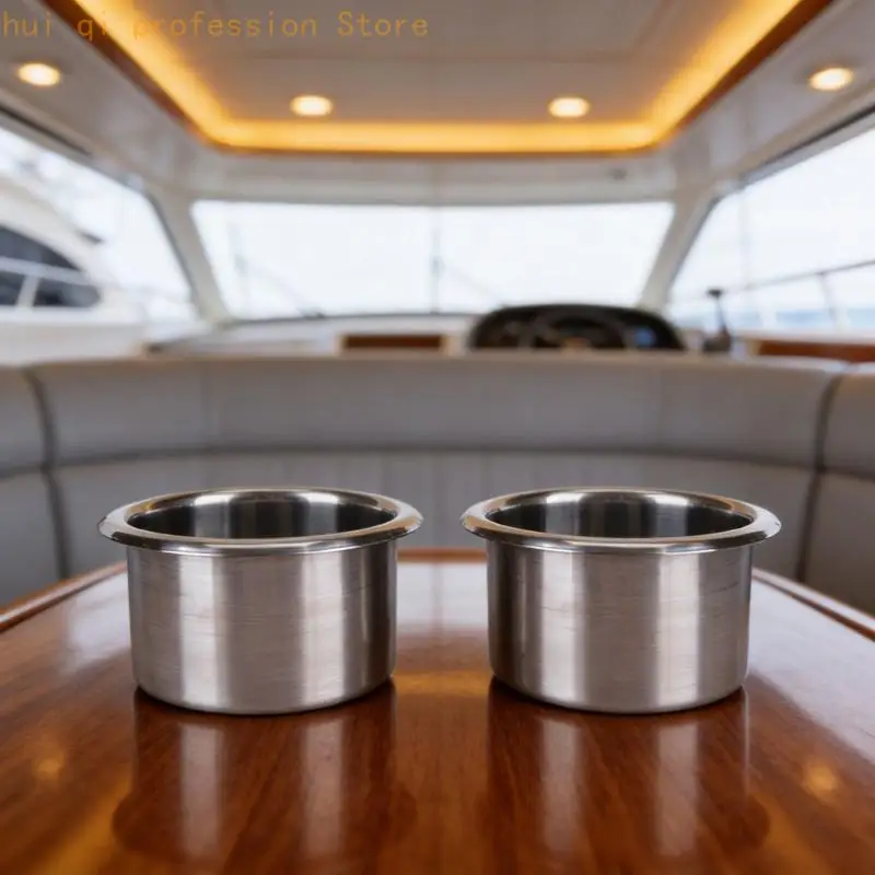 Boat and Motorhome Drink Inserts Stainless Steel Drop-in Anti-Spill Cup Holder H8WE