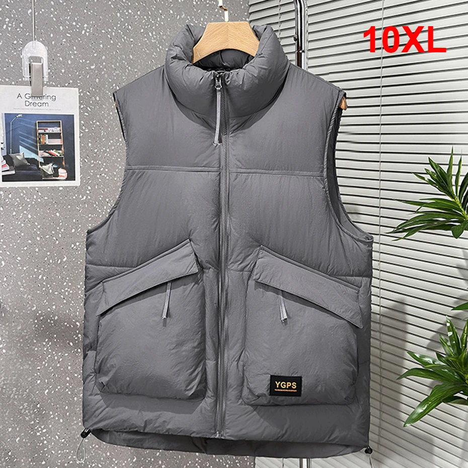

Winter Thick Vests Men 10XL Plus Size Vest Fashion Casual Waterproof Cargo Sleeveless Jacket Male Big Size 10XL