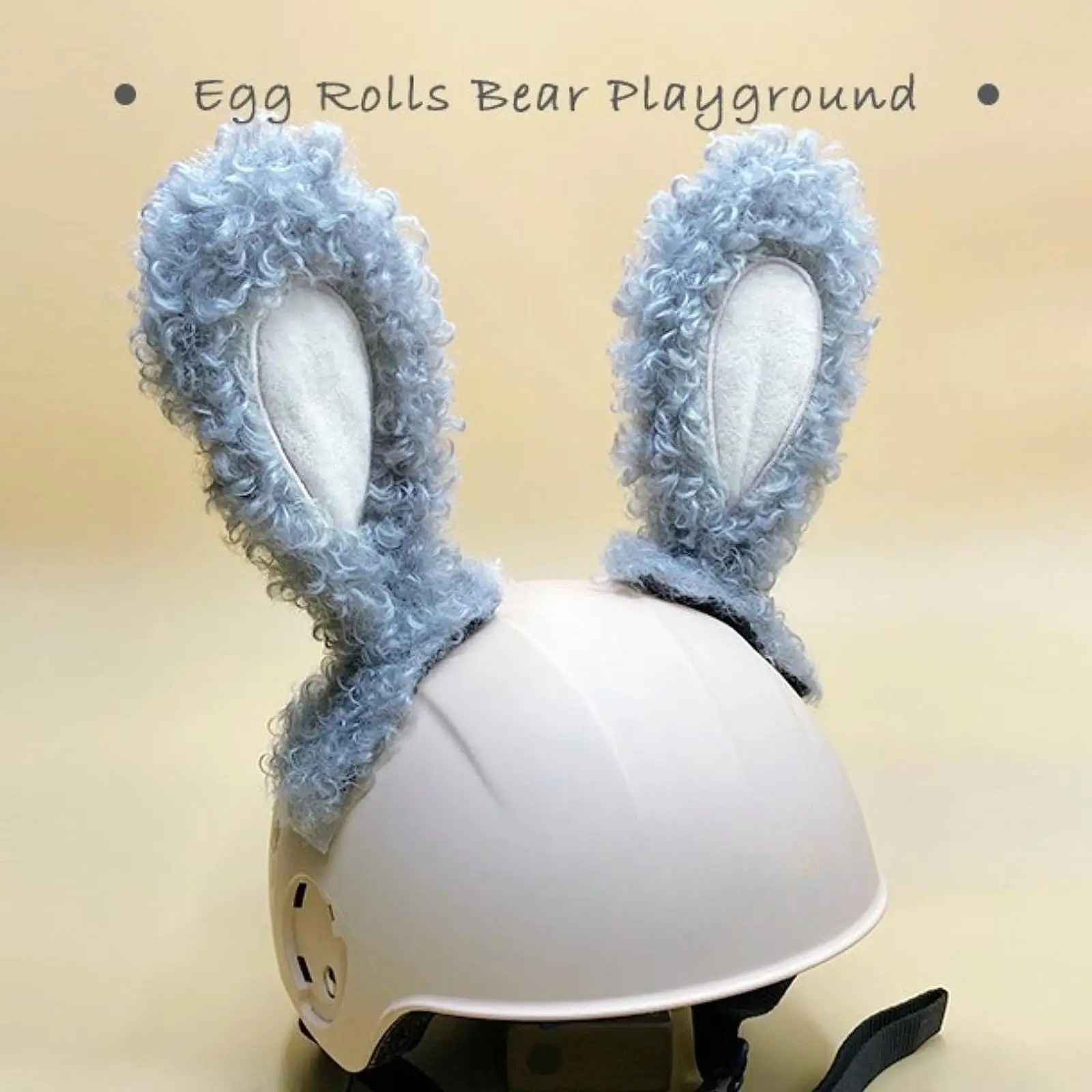 Premium Plush Bunny Ears Helmet Embellishment with Tail for Motorcycle Bike Ski Helmets Cartoon Decoration Set for Adults Kids