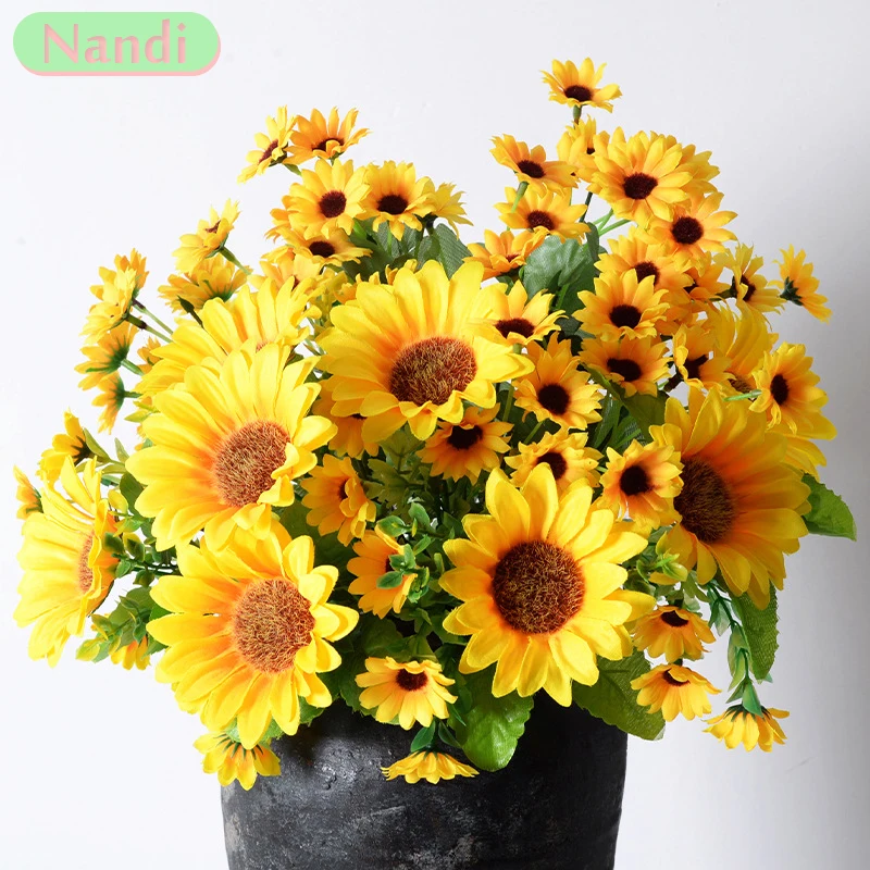 Sunflower Bouquet Artificial Flowers Daisy Wedding Decor Indoor Outdoor Garden Home Decor Christmas Party Decoration Gifts