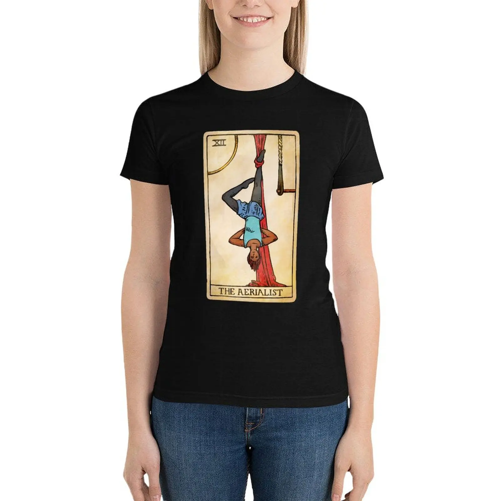 The Aerialist - Tarot Card T-Shirt Blouse hippie clothes black t shirts for Women