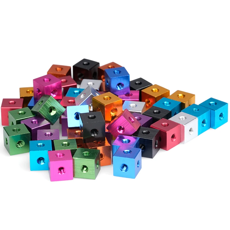 2 قطعة سبائك الألومنيوم كتلة ثابتة ستة الوجهين الجوز M3 M4 M5 M6 M8 M10 مكعب الجوز كتلة موصل لملحقات ورقة الاكريليك الثابتة #6