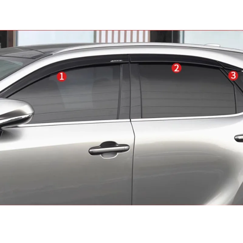 car accessories For Lexus RX 350 350h 450 550 h 2023 2024 2025 black silvery Window Visor Vent Shades Sun Rain 6PCS