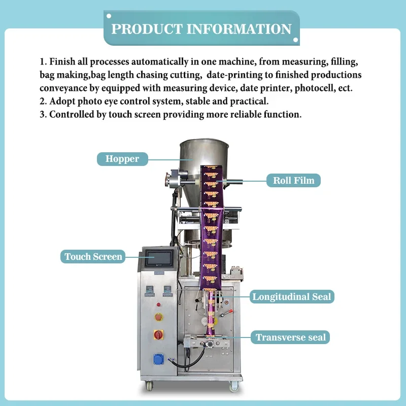 Automatic Vertical Small Nitrogen Puffed Food Popcorn Potato Chips Filling And Packing Snack Packaging Machine