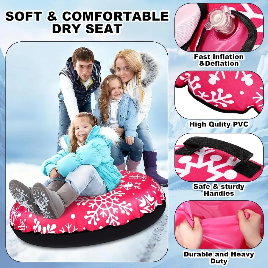 أنابيب الثلج 47 بوصة زلاجات الثلج القابلة للنفخ مع مقابض للبالغين زلاجات سفلية سميكة شديدة التحمل ألعاب شتوية للرياضات الخارجية Sl