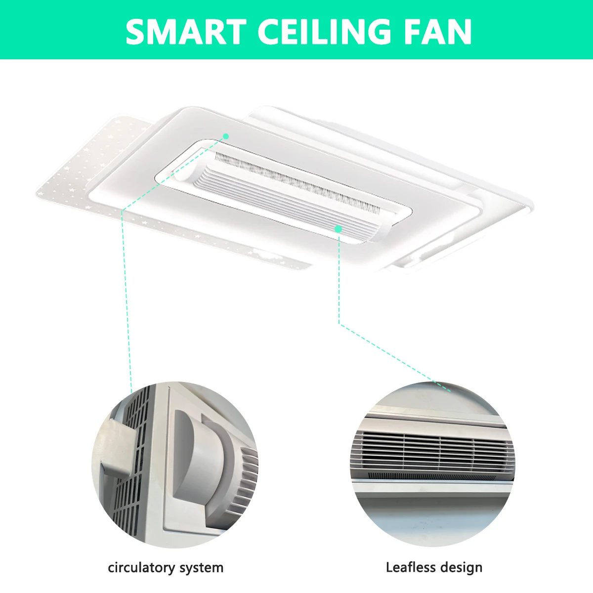 مصباح السقف ذكي للتحكم عن بعد APP التحكم LED مروحة سقف الثريا مع ضوء سخونة معدنية بسيطة خالية من الشفرة #2