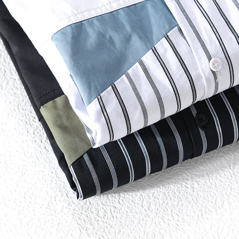 Unique Trend Long-sleeve Patchwork Cotton Brand Shirts For Men Casual Large Size Tops Clothes Camisas De Hombre Dropshipping