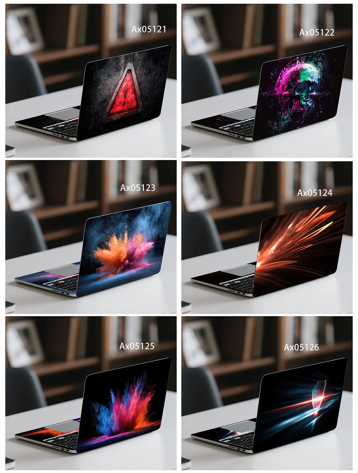Dark Grunge Warning Skull Powder Explosion Light Beam Shield Anti Scratch Protective Laptop Skin Sticker Self-Adhesive PC Decals