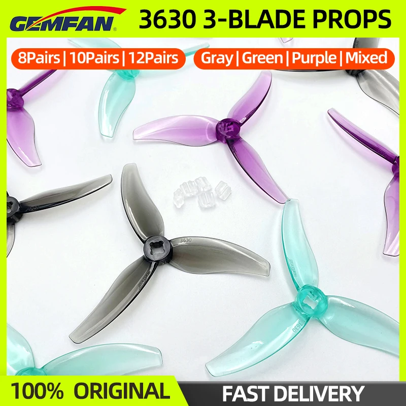 8/10/12Pairs Gemfan Hurricane 3630 3-Blade Propeller CW/CCW 3.6X3X3 PC Props For FPV Freestyle 3.5inch Toothpick Foxwhoop Drone