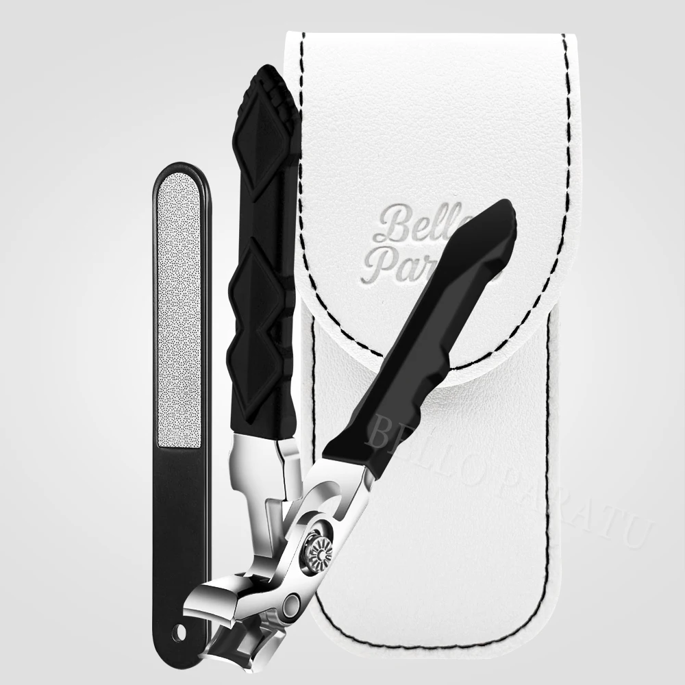 2Pc 角度付きヘッド爪切り キャッチャー収納袋付き 爪やすり 足の爪 厚い爪切り カッター トリマー マニキュアツール