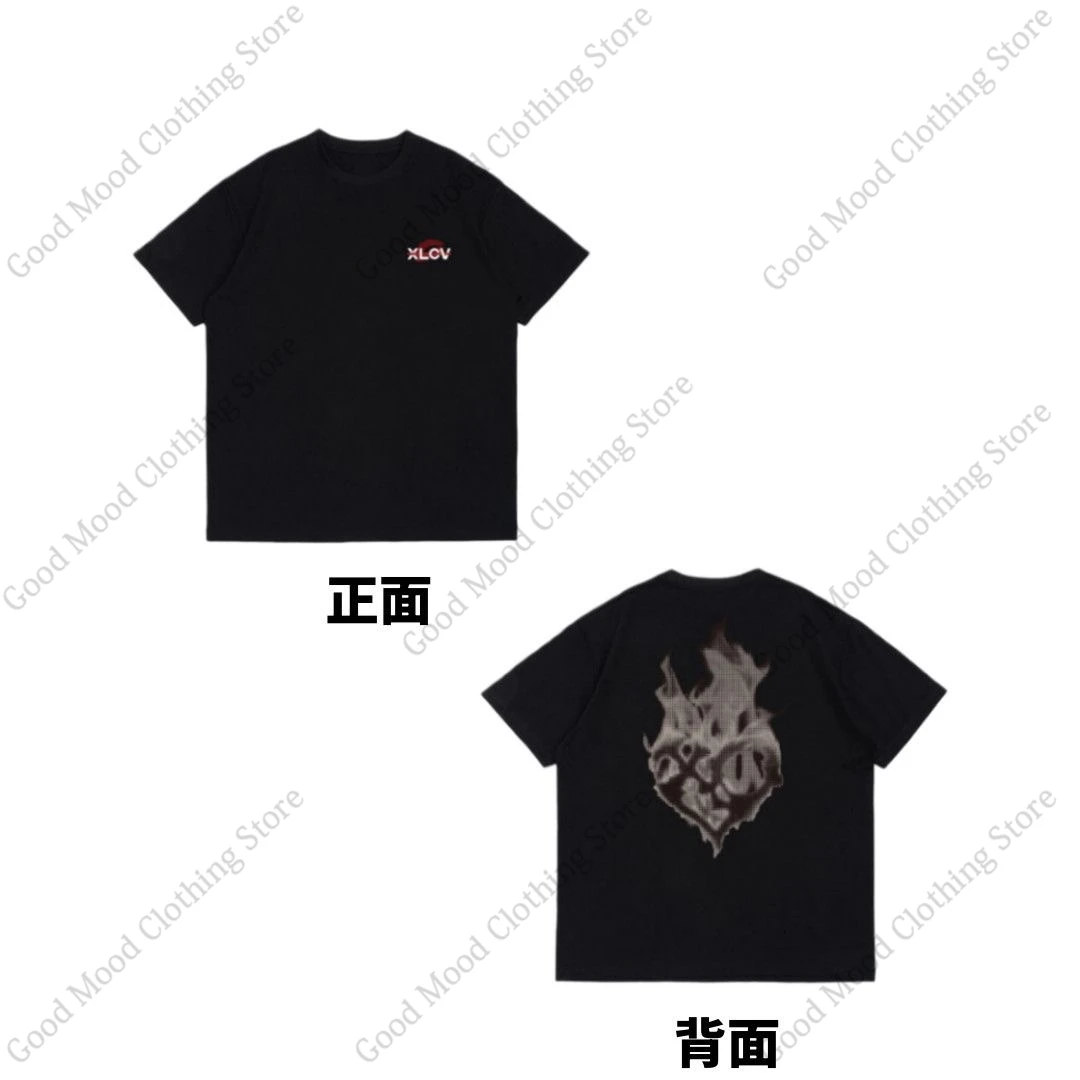XLOV アルバム I ONE Tシャツ Kpop ファッション炎レタープリント Tシャツルーズトレンド男性女性高品質綿半袖 Tシャツトップス