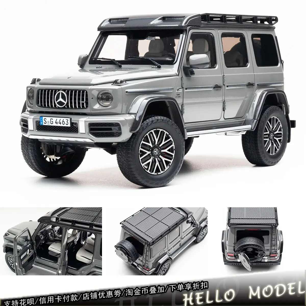 Original 1:18 AMG Mercedes-Benz G63 4x4² Simulation Alloy Full Open Car Model Collection Decoration