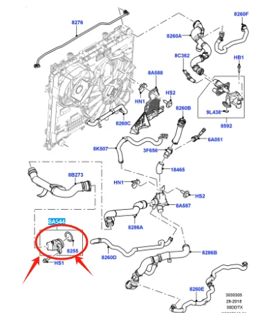 LR013165 BOTTOM RADIATOR HOSE CONNECTOR For LAND ROVER  LR4 RANGE ROVER SPORT RANGE ROVER VELAR 2010-2025