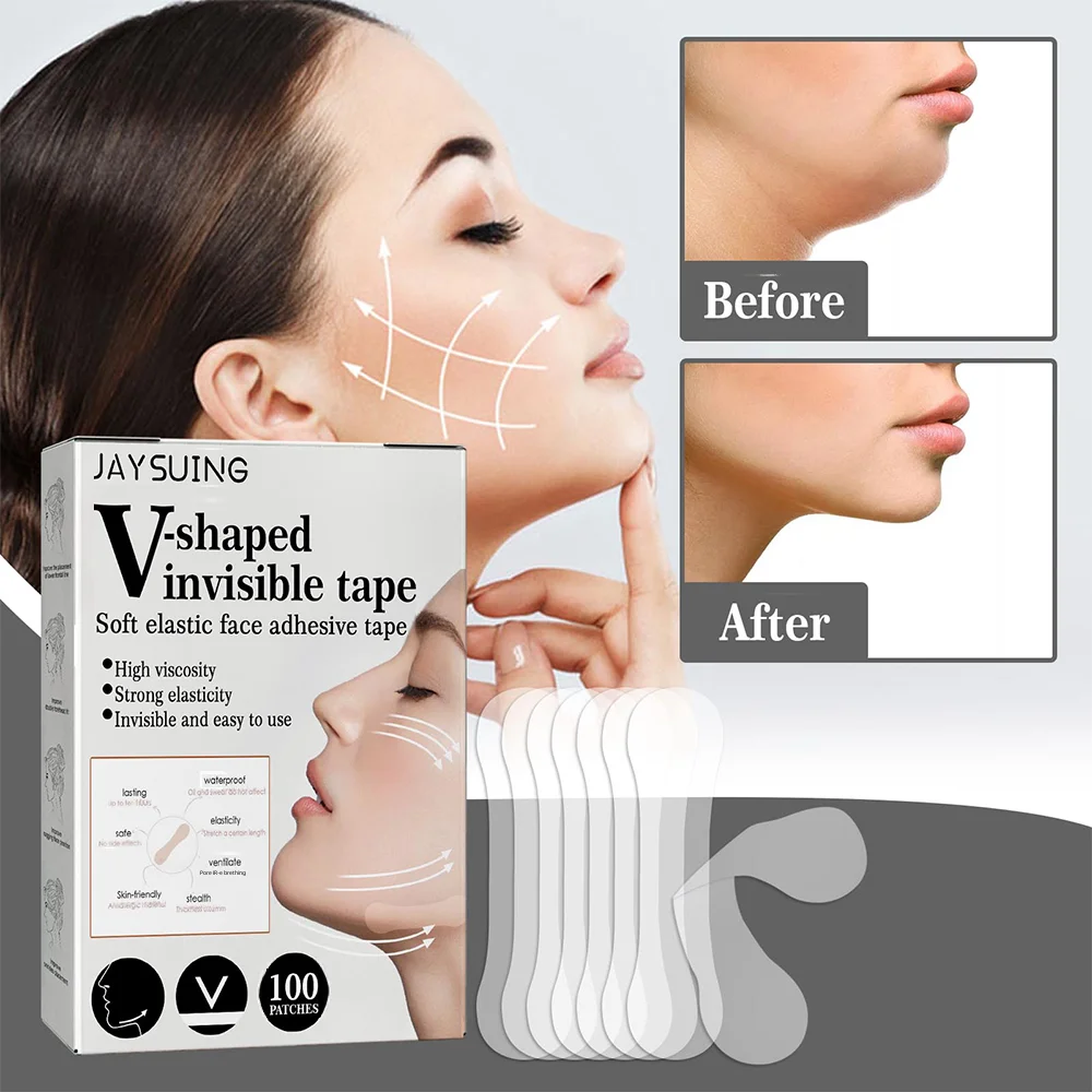 100pcs Face Neck Lifting Stickers Breathable Waterproof V Face Anti Wrinkle Chin Lift Patch Skin Care Invisible Adhesive Tape