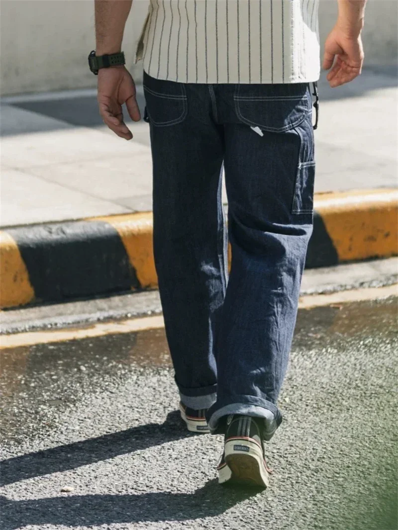 غير المخزون 1950s الدينيم الرسام السراويل الأمريكية خمر ملابس العمل جان السراويل فضفاضة مستقيمة تناسب