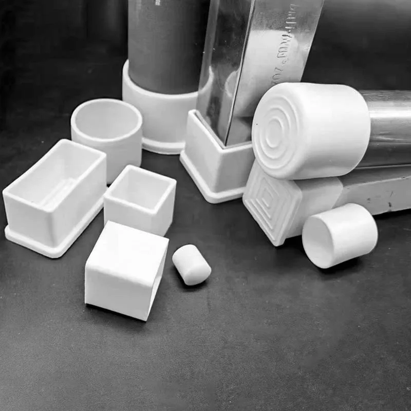 White PVC Round/Square Caps Protection Gasket Dust Seal End Cover Caps For Pipe Bolt Furniture Tube Pipe End Cap Seal Stopper