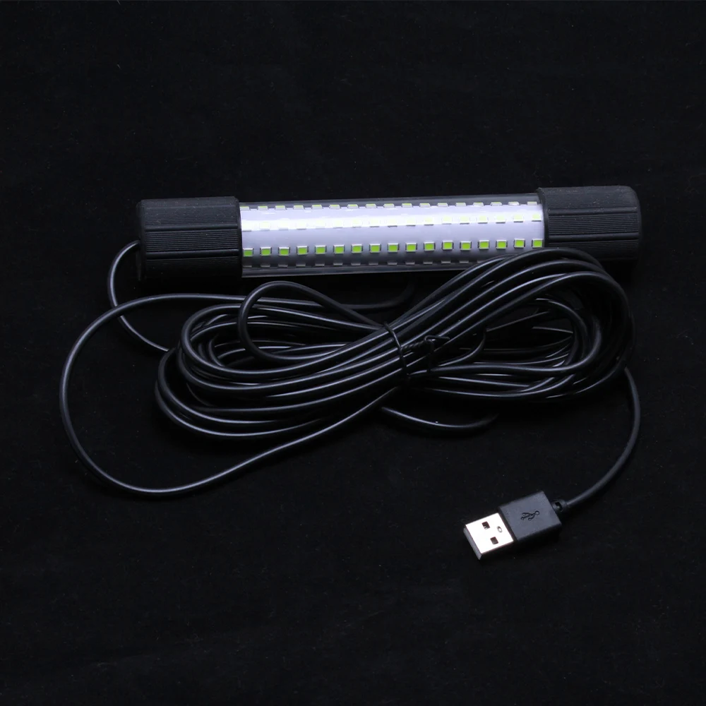 1 pc USB charging underwater fish lure light, LED powerful fishing light, deep water fish collection light, green and white
