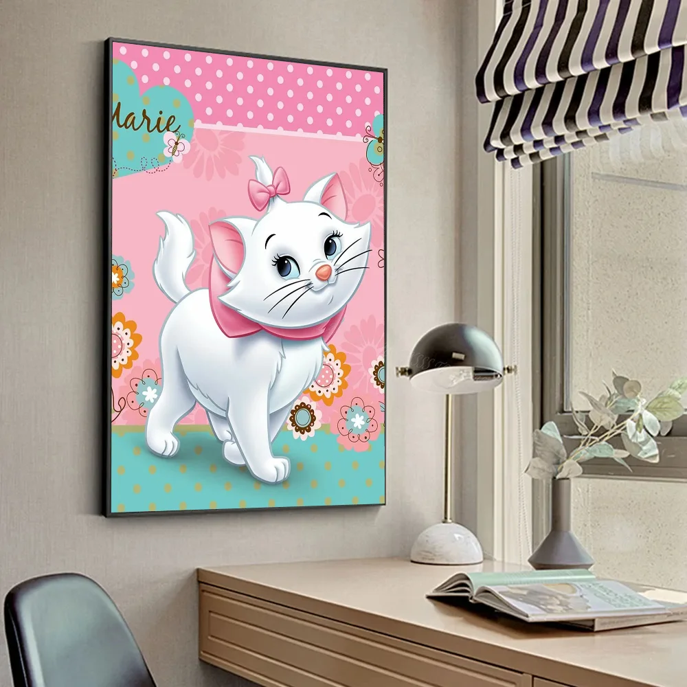 1PC Disney Marie Cat Poster Stickers Art Wall Murals Decor Game Room Decor Gifts Kawaii HD Painting Cat Cars