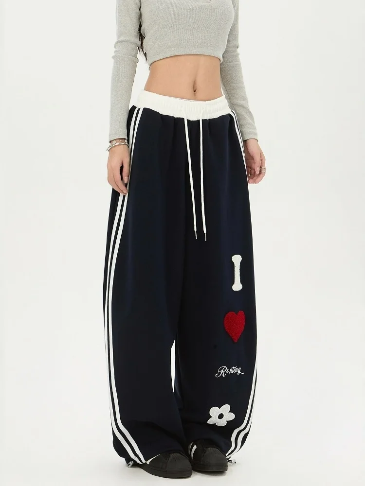 اللون Blo السراويل الرياضية واسعة الساق المرأة فضفاضة مستقيمة عارضة رقص الجاز Sweatpants الأمريكية الرجعية Sle الخريف جمع