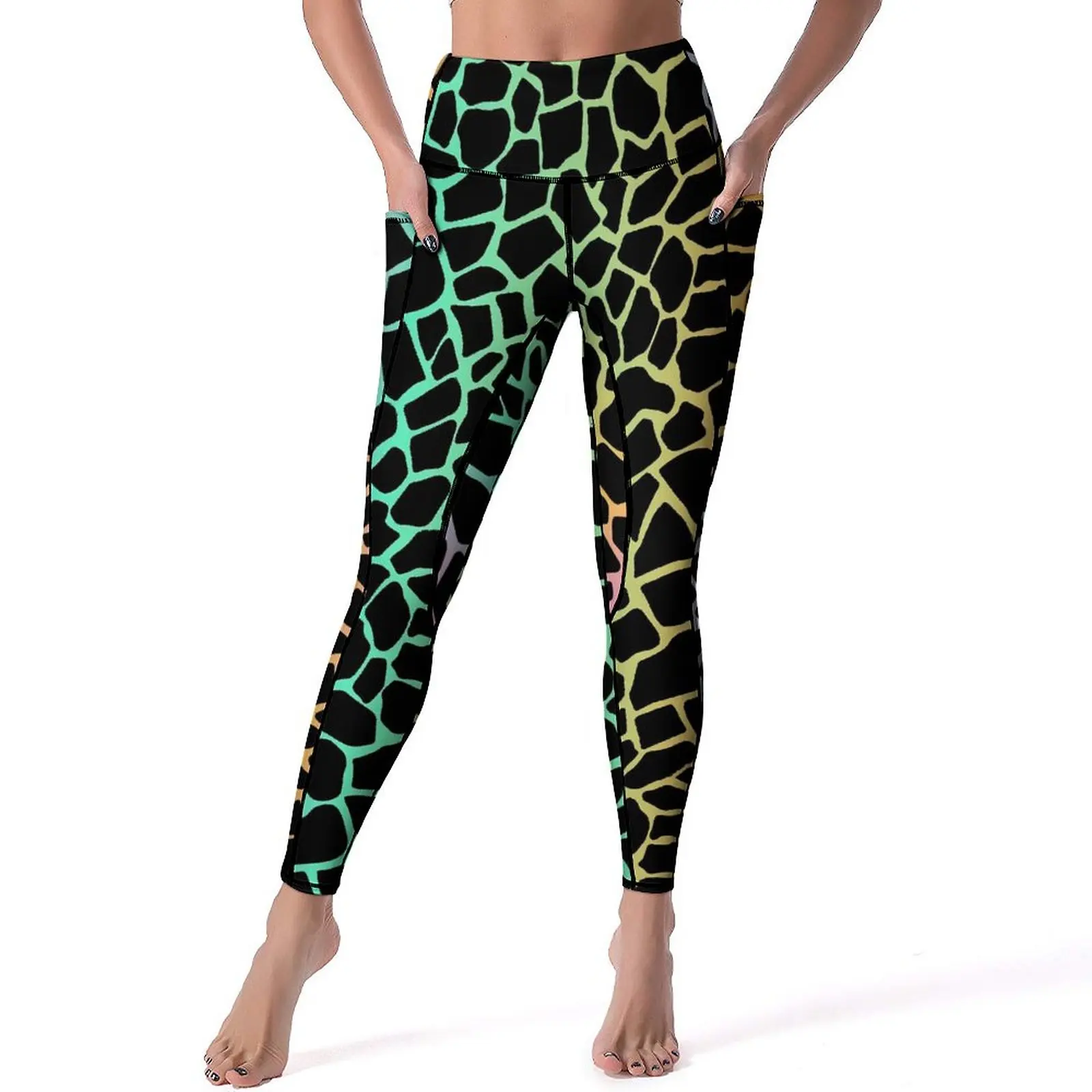 Rainbow Giraffe Leggings Animal Print Workout Yoga Pants High Waist Sweet Leggins Stretch Design Sports Tights Gift