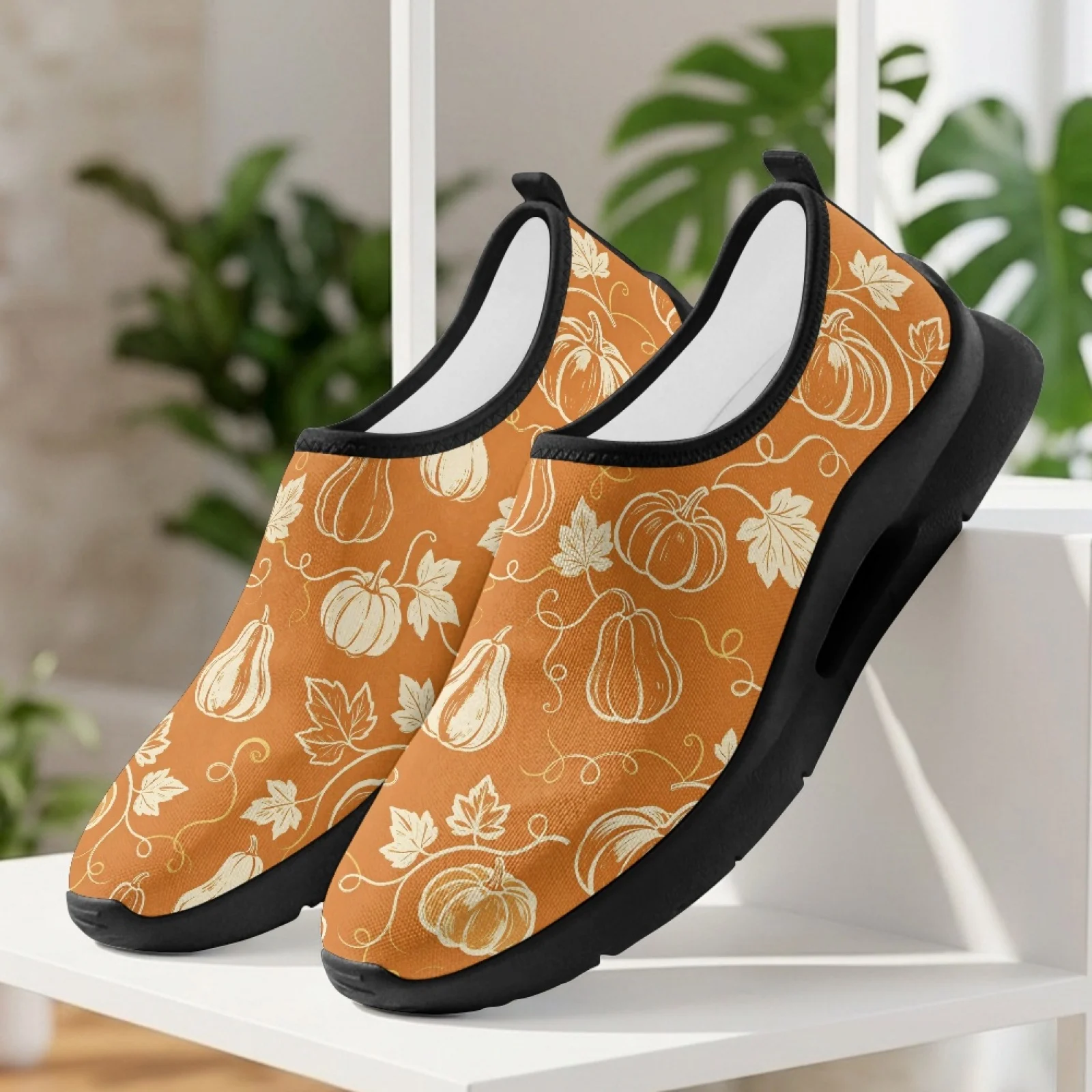 PENSTROLL Pumpkin Leaf Slip on Casual Shoes for Men Walking Mesh & EVA Walking Driving Shoes Walking Shoes