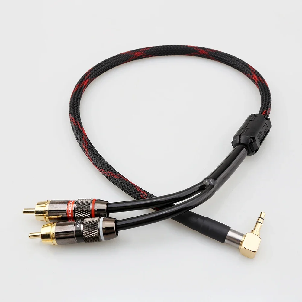 

Hifi rca cable Audio signal wire JACK plug 3.5mm angled one to two RCA Cable 3.5mm straight to 2RCA Interface hifi amp audio